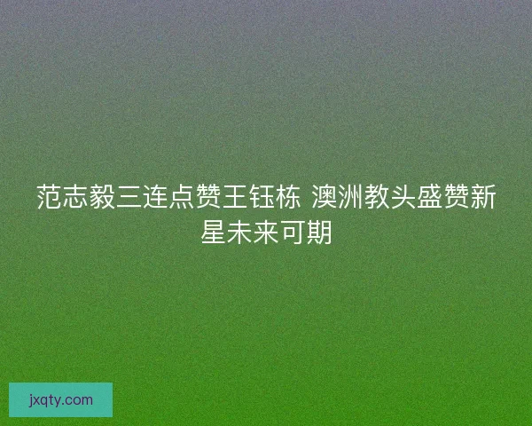 范志毅三连点赞王钰栋 澳洲教头盛赞新星未来可期