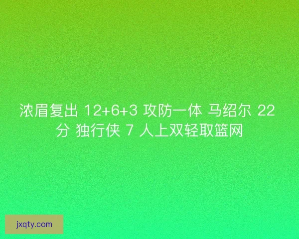 浓眉复出 12+6+3 攻防一体 马绍尔 22 分 独行侠 7 人上双轻取篮网